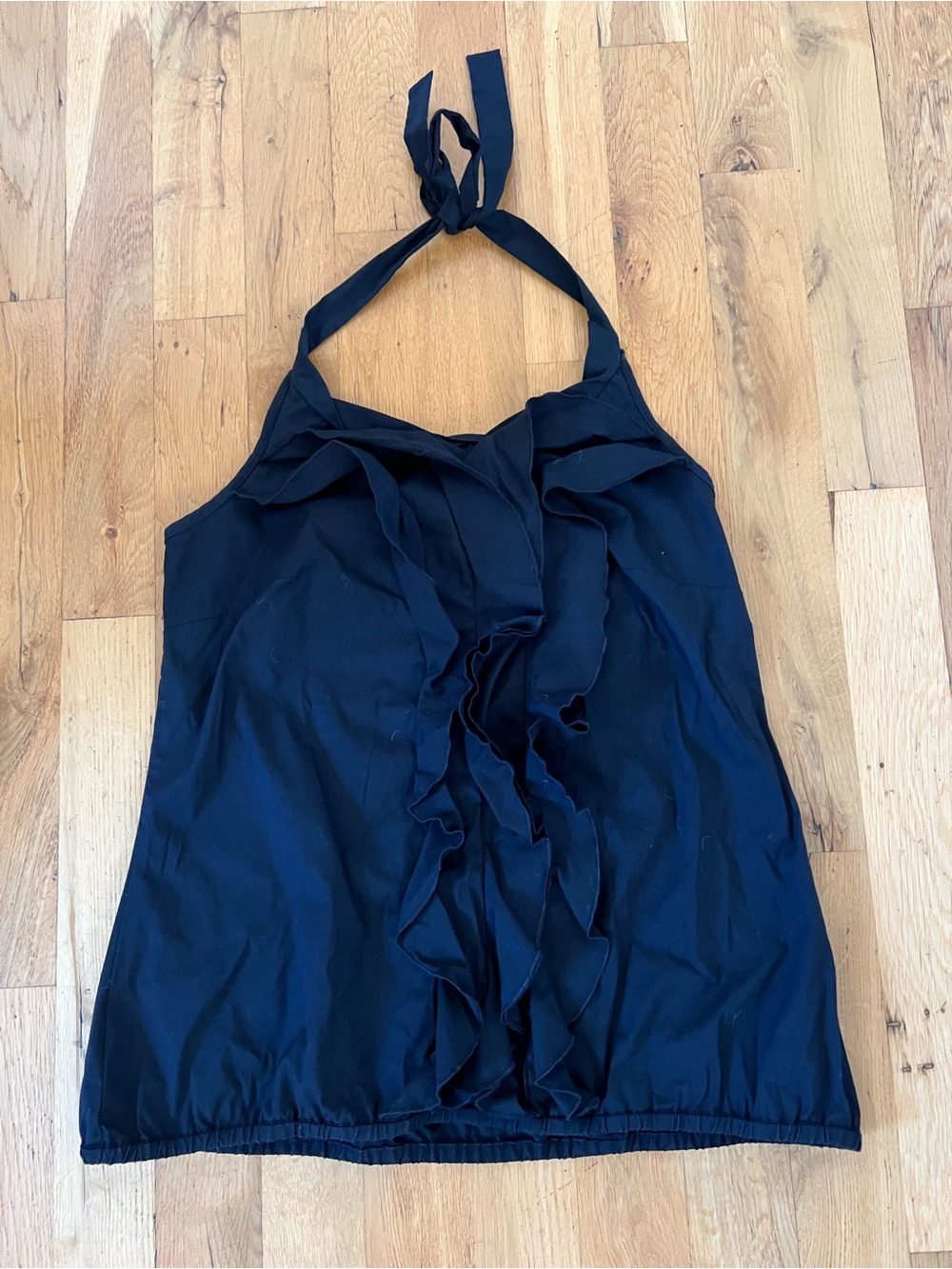 Esprit Black Ruffled Halter Cotton Blend Top Women’s Size Medium
